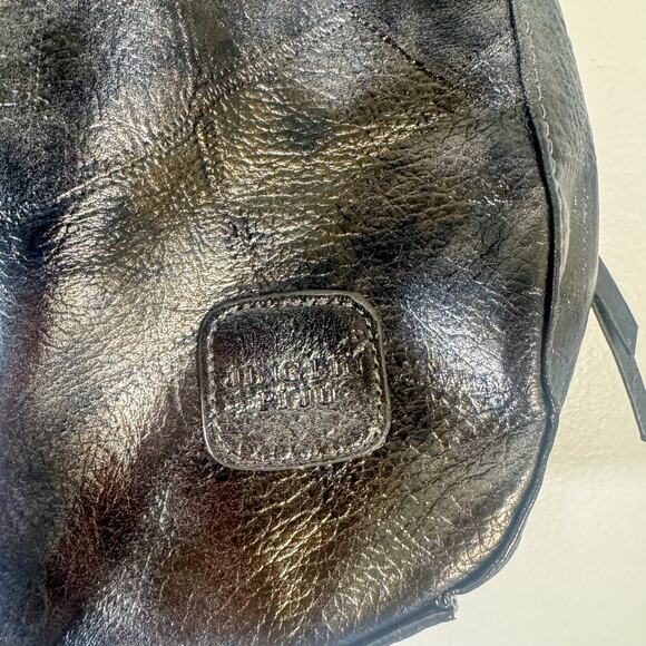 JING PIN PI JU Small Hobo Bag Shimmer Metallic Patent Black Shoulder Purse Y2K - Picture 2 of 9